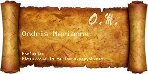 Ondris Marianna névjegykártya